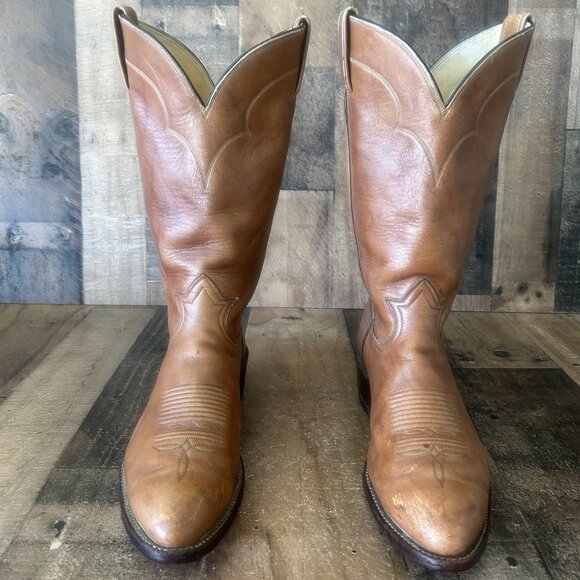 Tony Lama Vintage Gold Label Western Cowboy Boots Mens 10.5 E - Picture 8 of 12